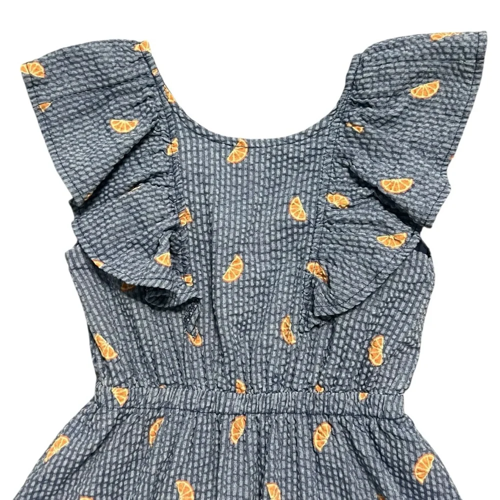 Andy & Evan 6Y Blue Seersucker Orange Slices Dress
